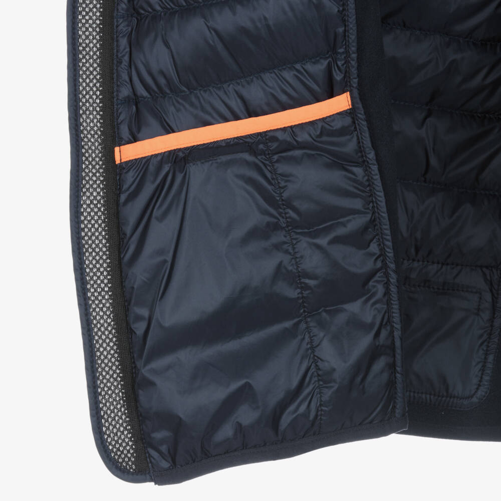 Parajumpers-Boys Navy Blue Hooded Jacket with Knit Sleeves | Childrensalon Outlet