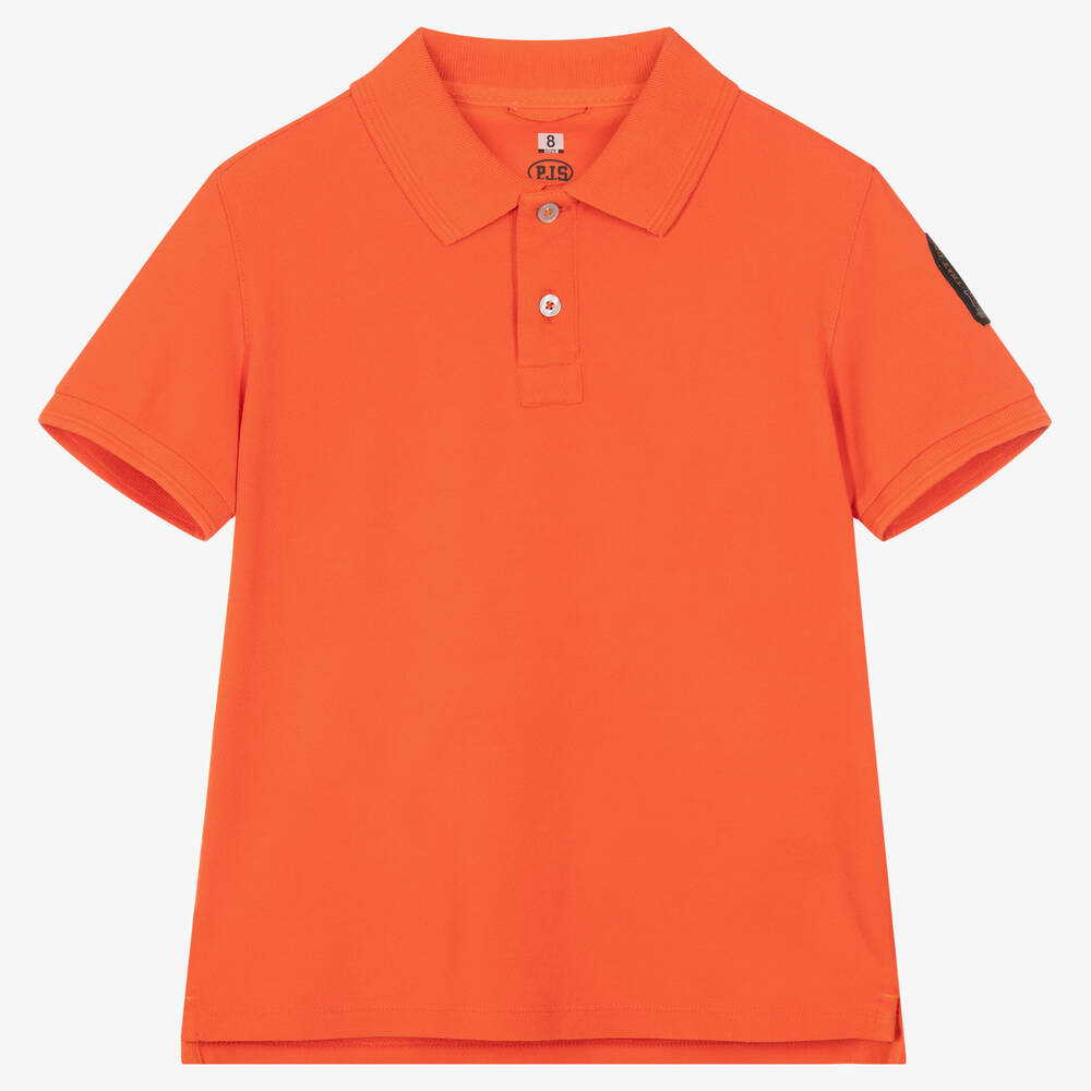 Parajumpers - Boys Orange Cotton Polo Shirt | Childrensalon