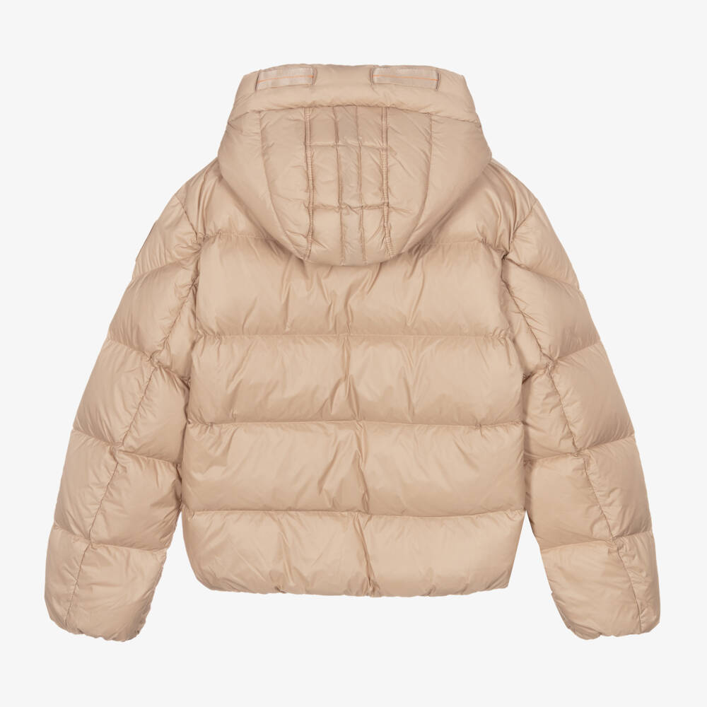 Parajumpers-Girls Beige Down Hooded Coat | Childrensalon Outlet