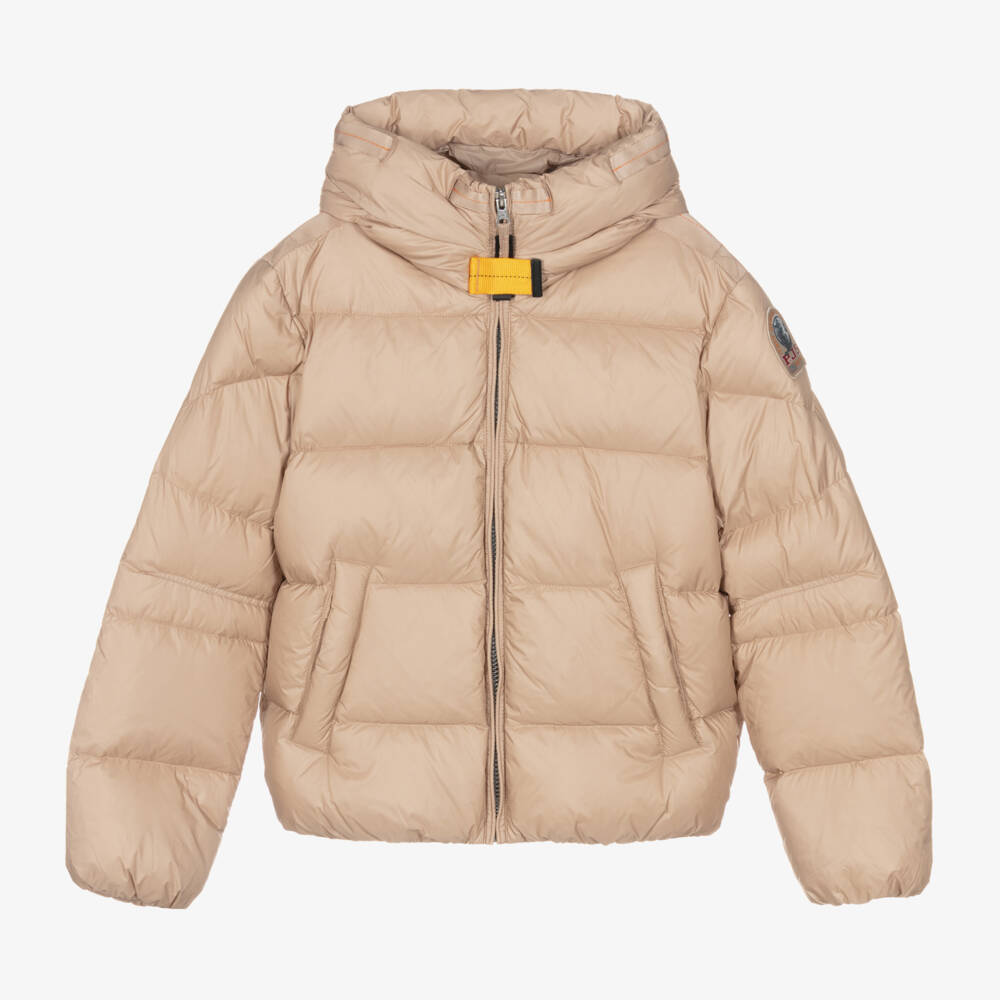Parajumpers-جاكيت هودي مبطن بريش لون بيج للبنات | Childrensalon Outlet