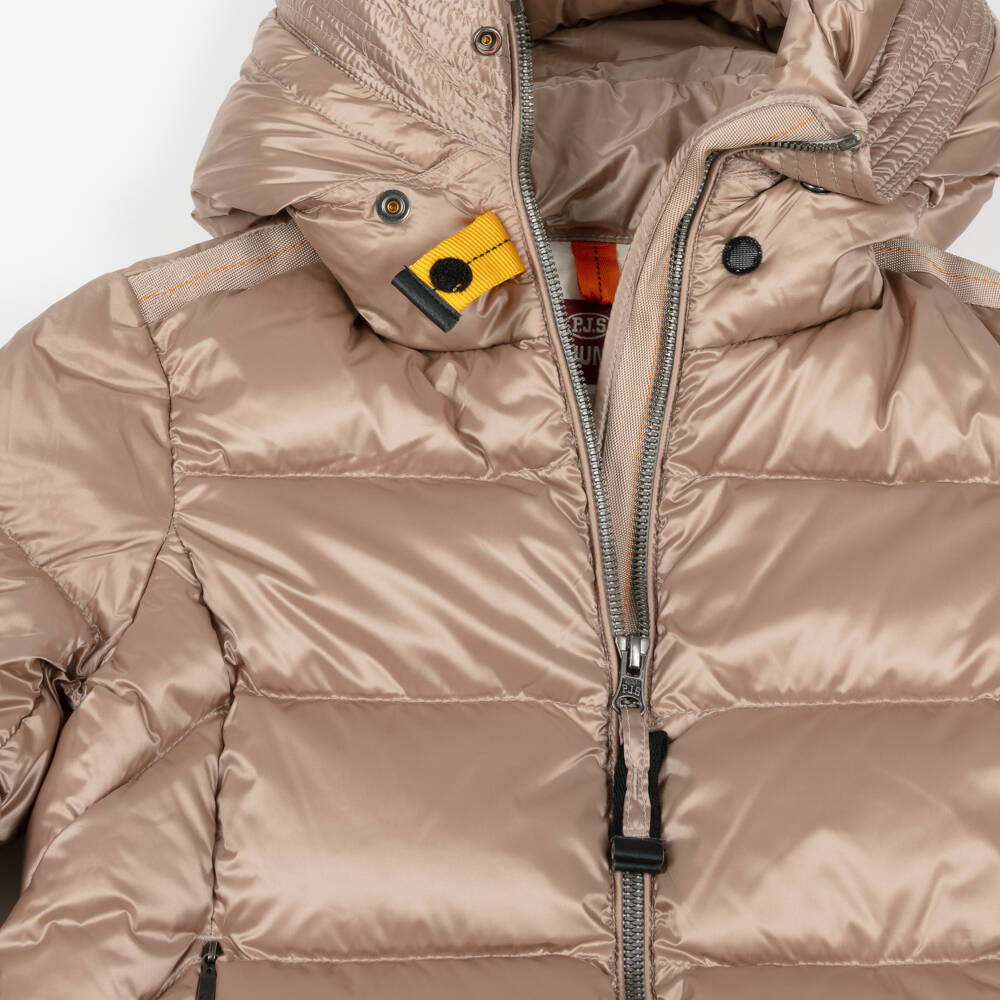 Parajumpers-Girls Beige Hooded Down Puffer Coat | Childrensalon Outlet