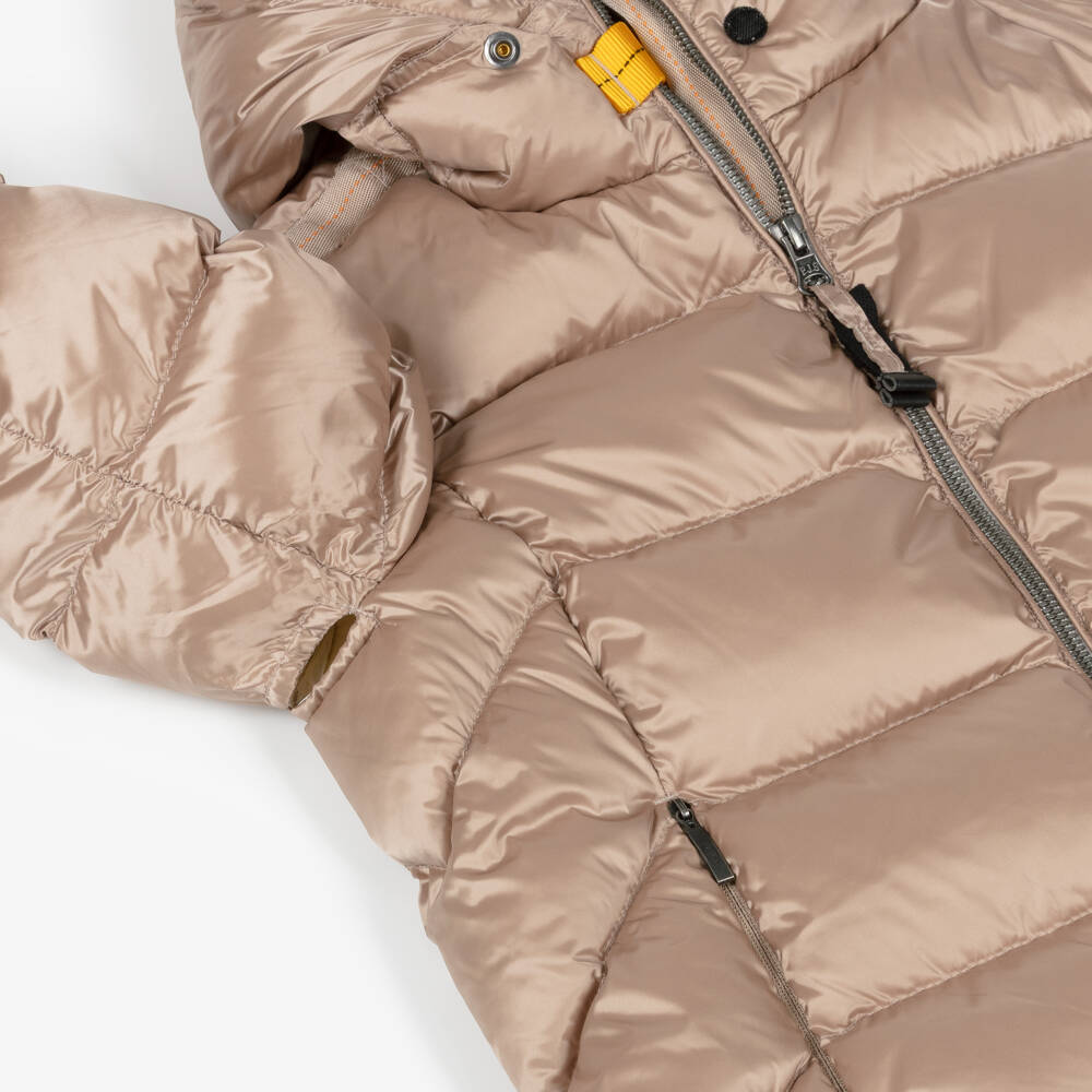 Parajumpers-Girls Beige Hooded Down Puffer Coat | Childrensalon Outlet