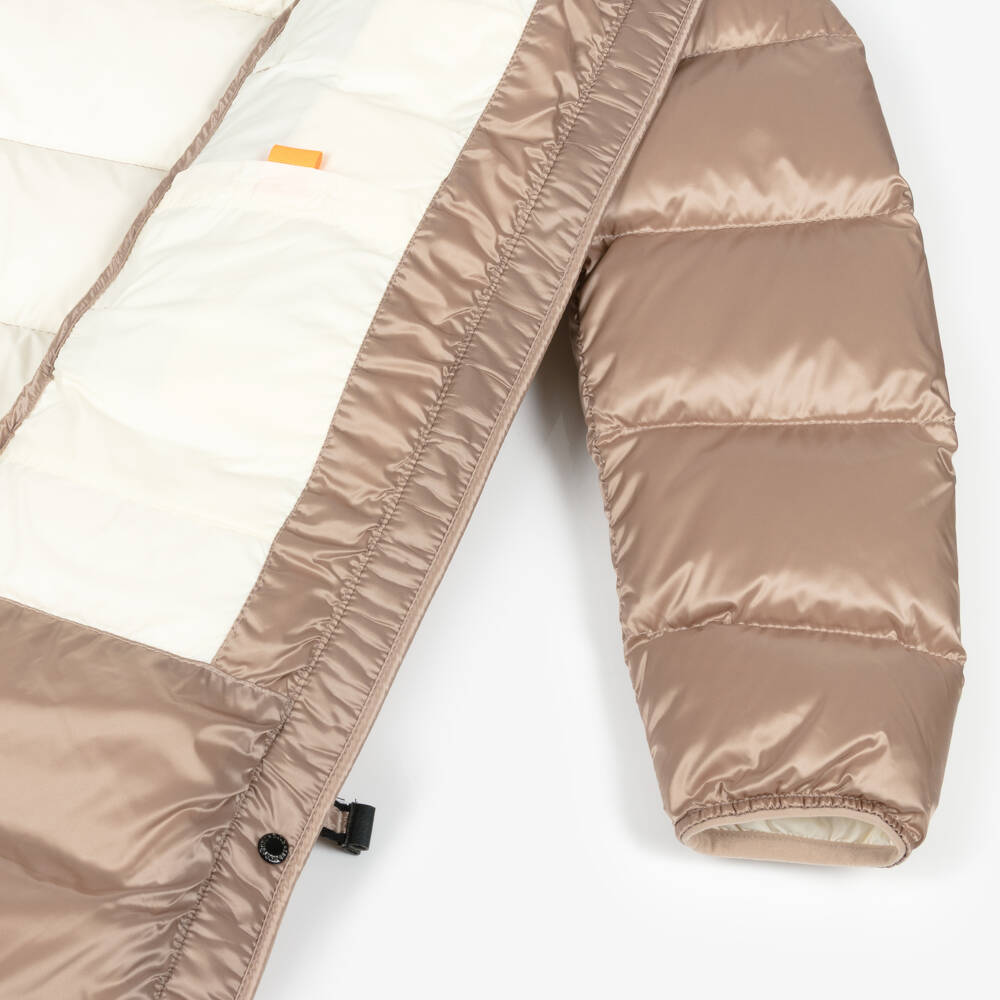 Parajumpers-Girls Beige Hooded Down Puffer Coat | Childrensalon Outlet