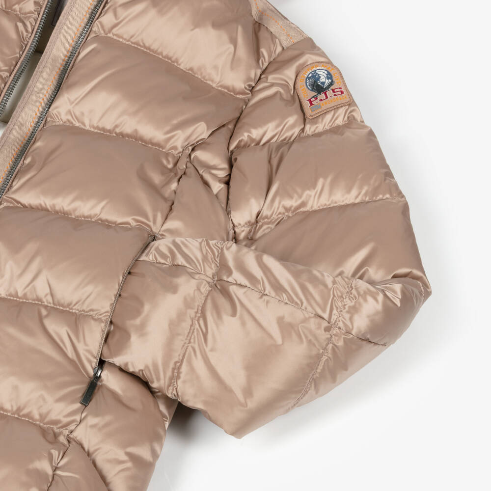 Parajumpers-Girls Beige Hooded Quilted Coat | Childrensalon Outlet
