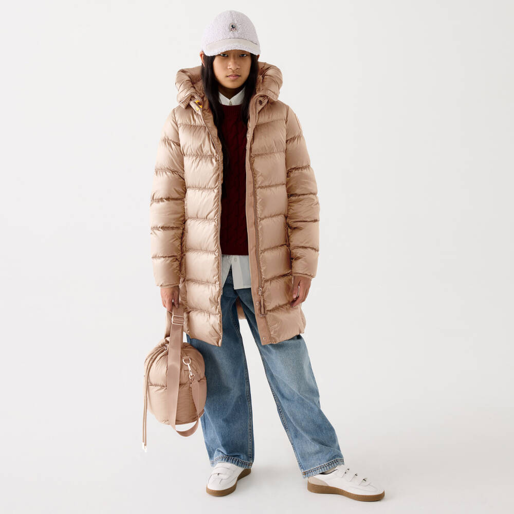 Parajumpers-Girls Beige Hooded Quilted Coat | Childrensalon Outlet