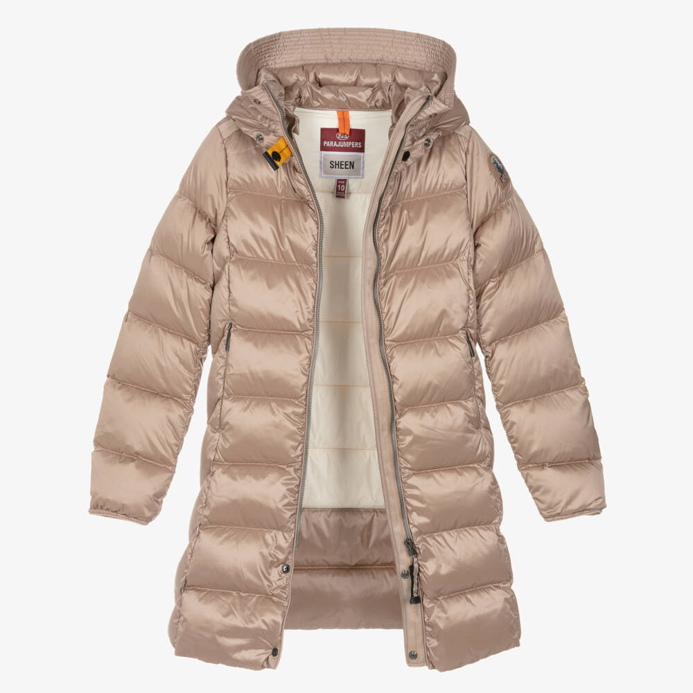 Parajumpers-Girls Beige Hooded Quilted Coat | Childrensalon Outlet