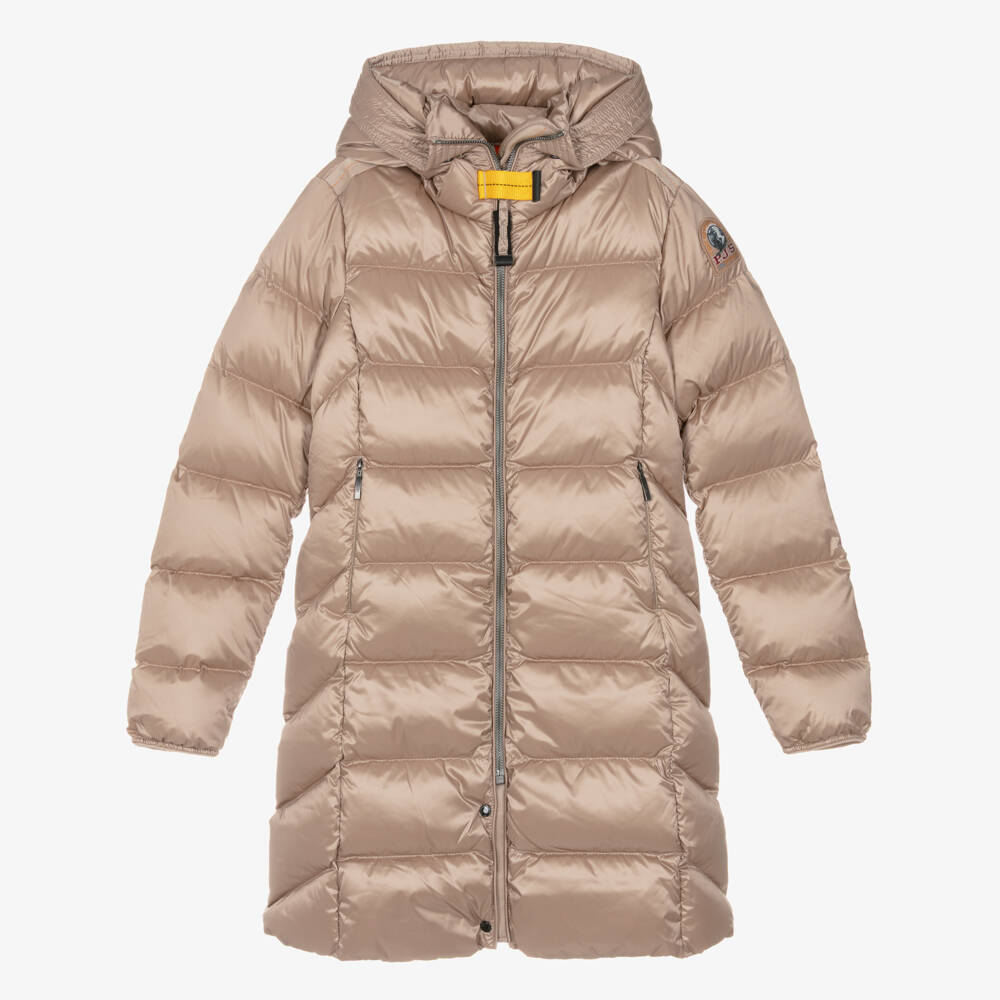 Parajumpers-Girls Beige Hooded Quilted Coat | Childrensalon Outlet