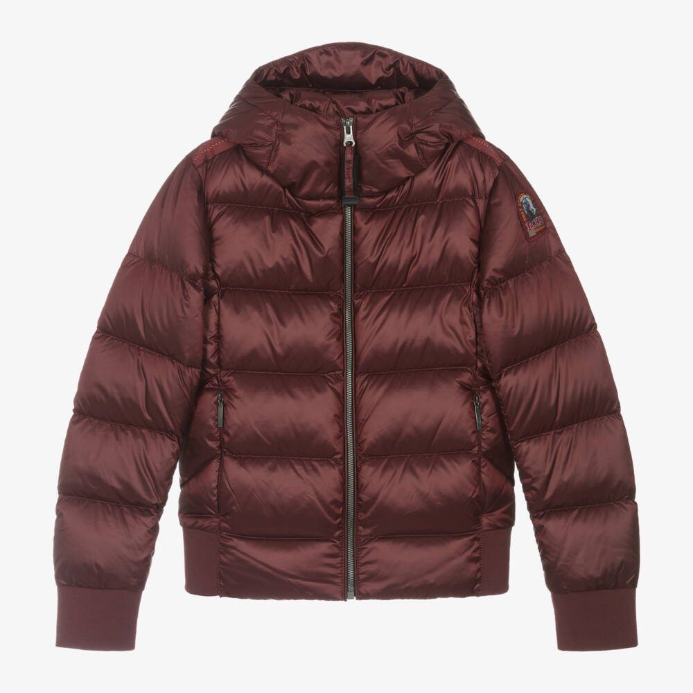 Parajumpers-Girls Burgundy Hooded Down Jacket | Childrensalon Outlet