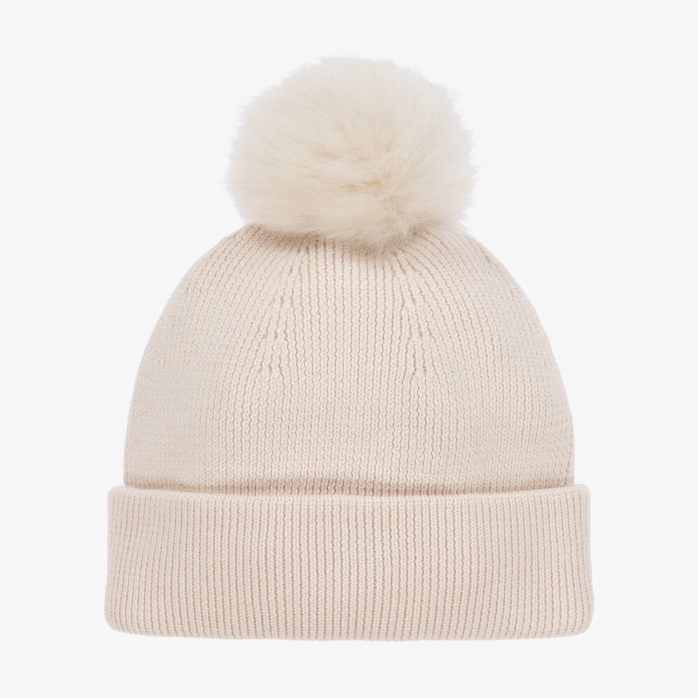 Parajumpers-Girls Ivory Wool Pompom Beanie | Childrensalon Outlet