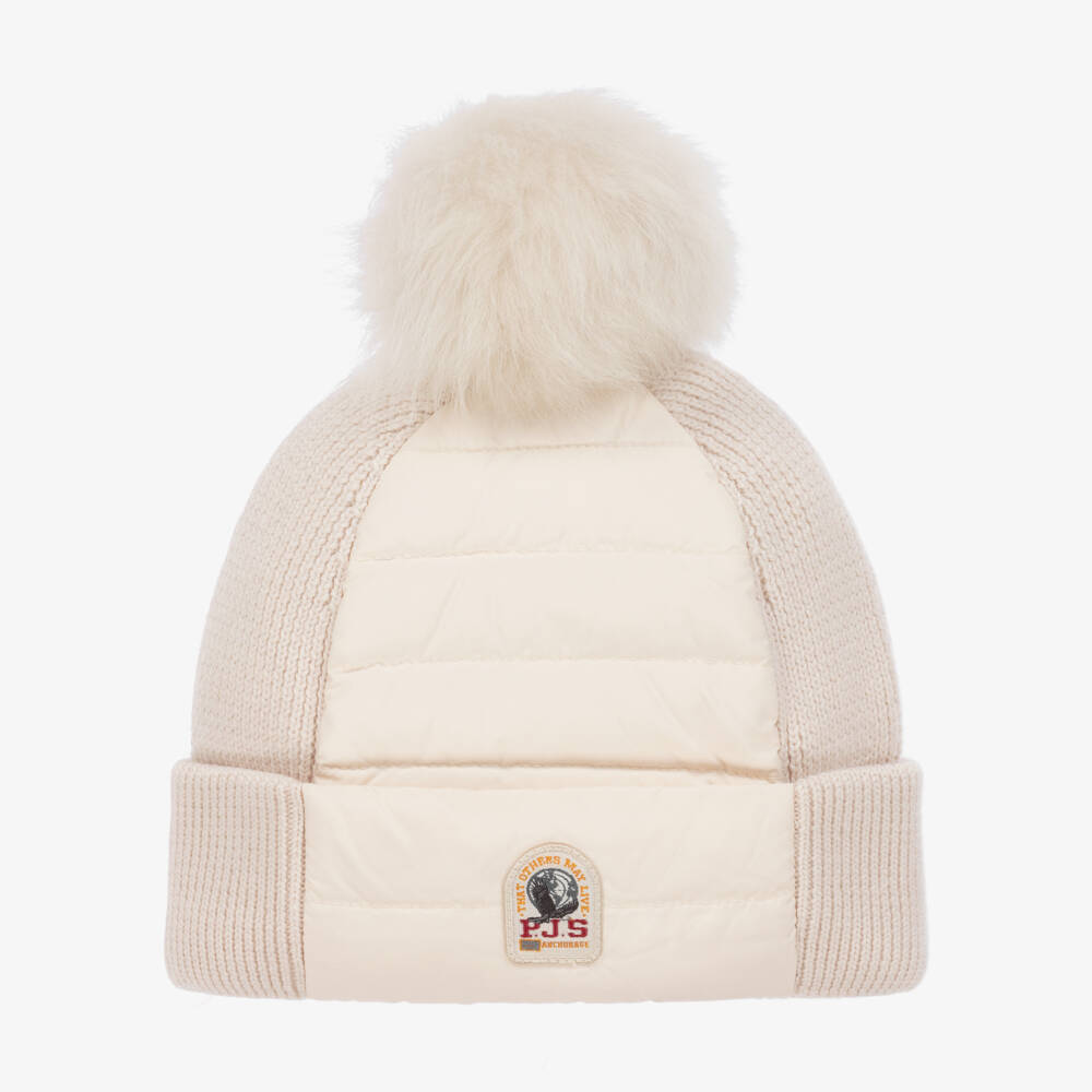 Parajumpers-Girls Ivory Wool Pompom Beanie | Childrensalon Outlet