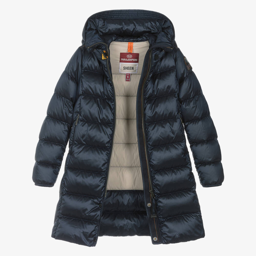 Parajumpers-Girls Navy Blue Hooded Puffer Coat | Childrensalon Outlet