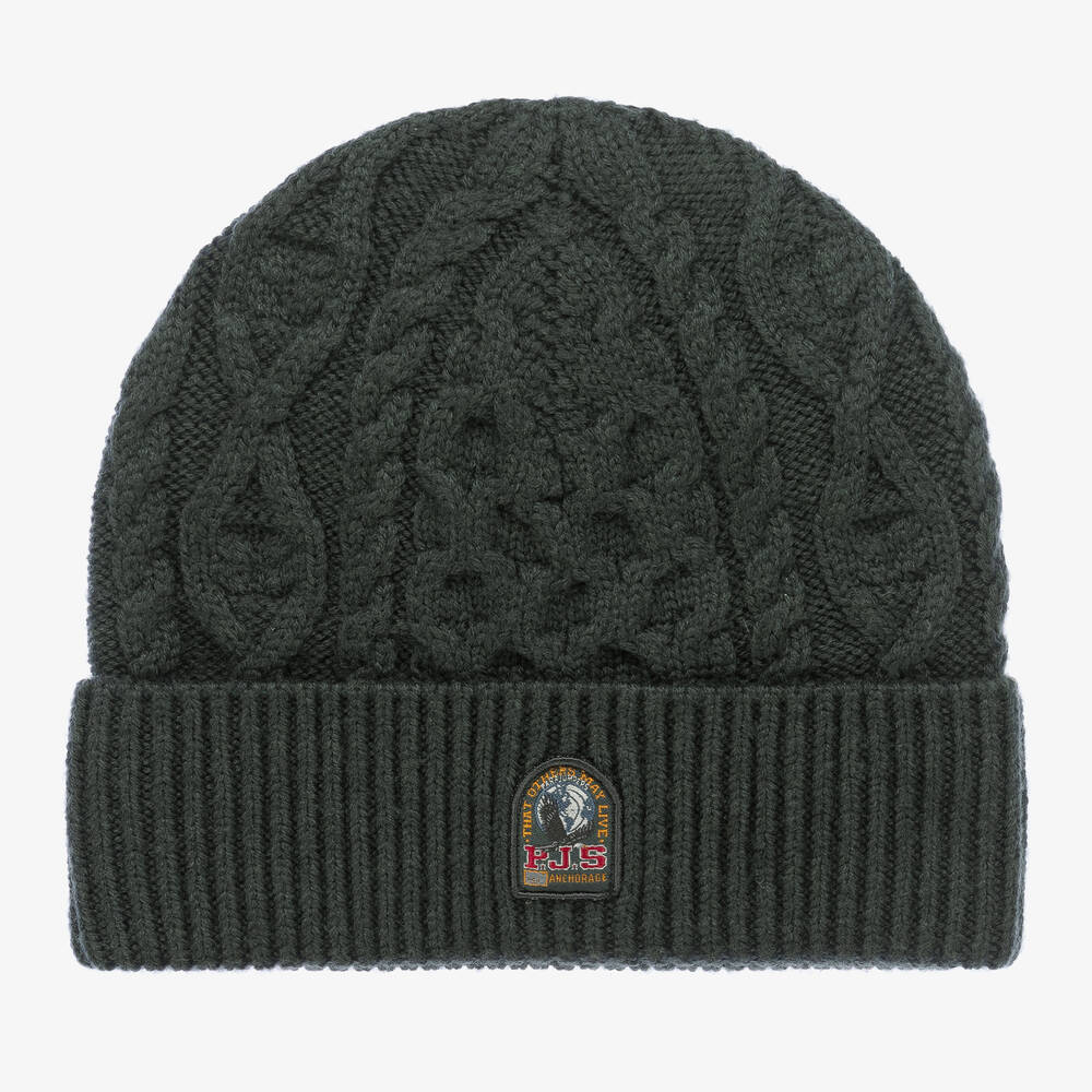 Green Cable Knit Wool Hat