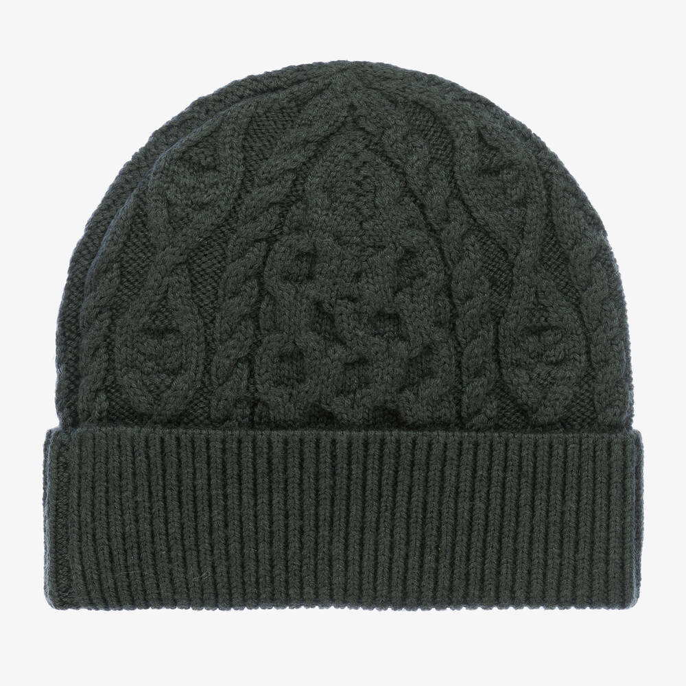 Parajumpers-Green Cable Knit Wool Hat | Childrensalon Outlet