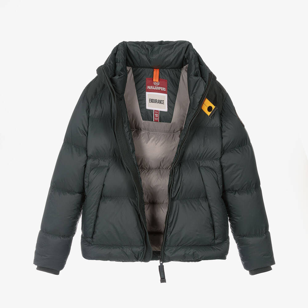 باراجمبرز-جاكيت هودي مبطن لون أخضر داكن تينز ولادي | Childrensalon Outlet