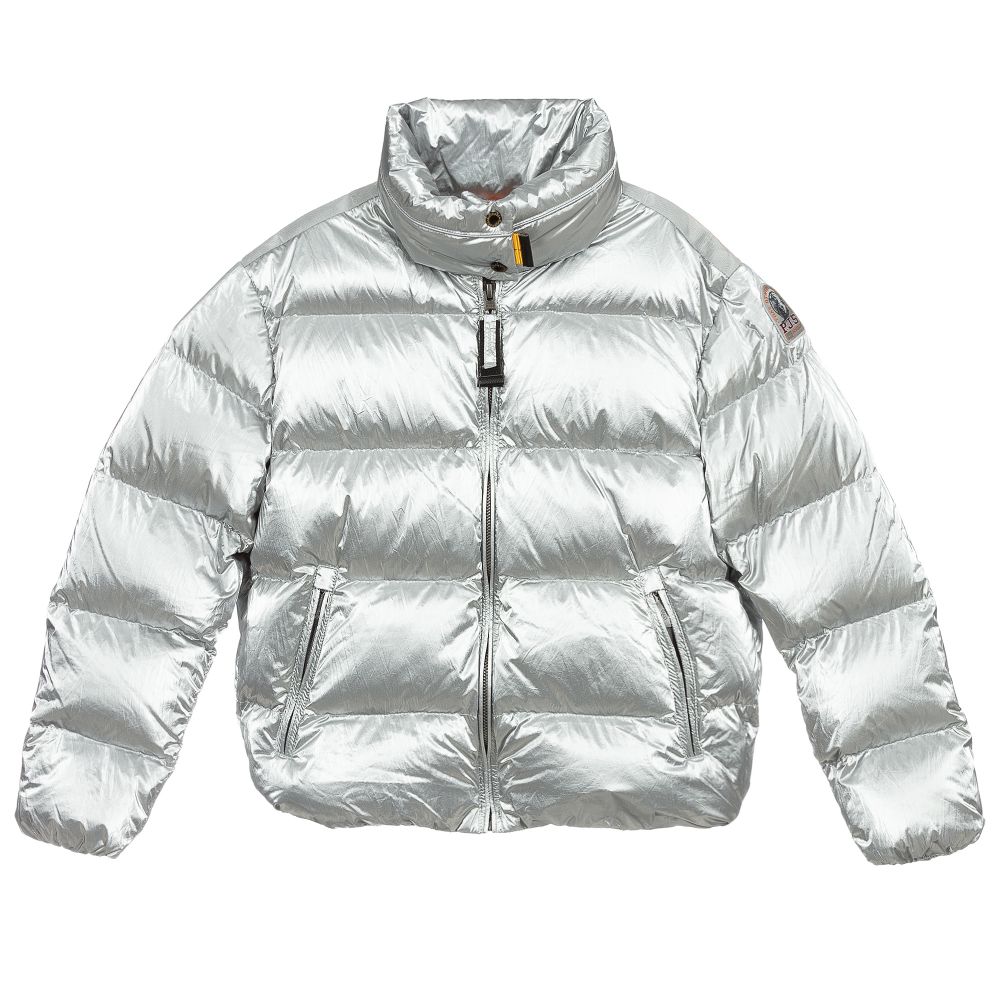 Silver puffy jacket discount