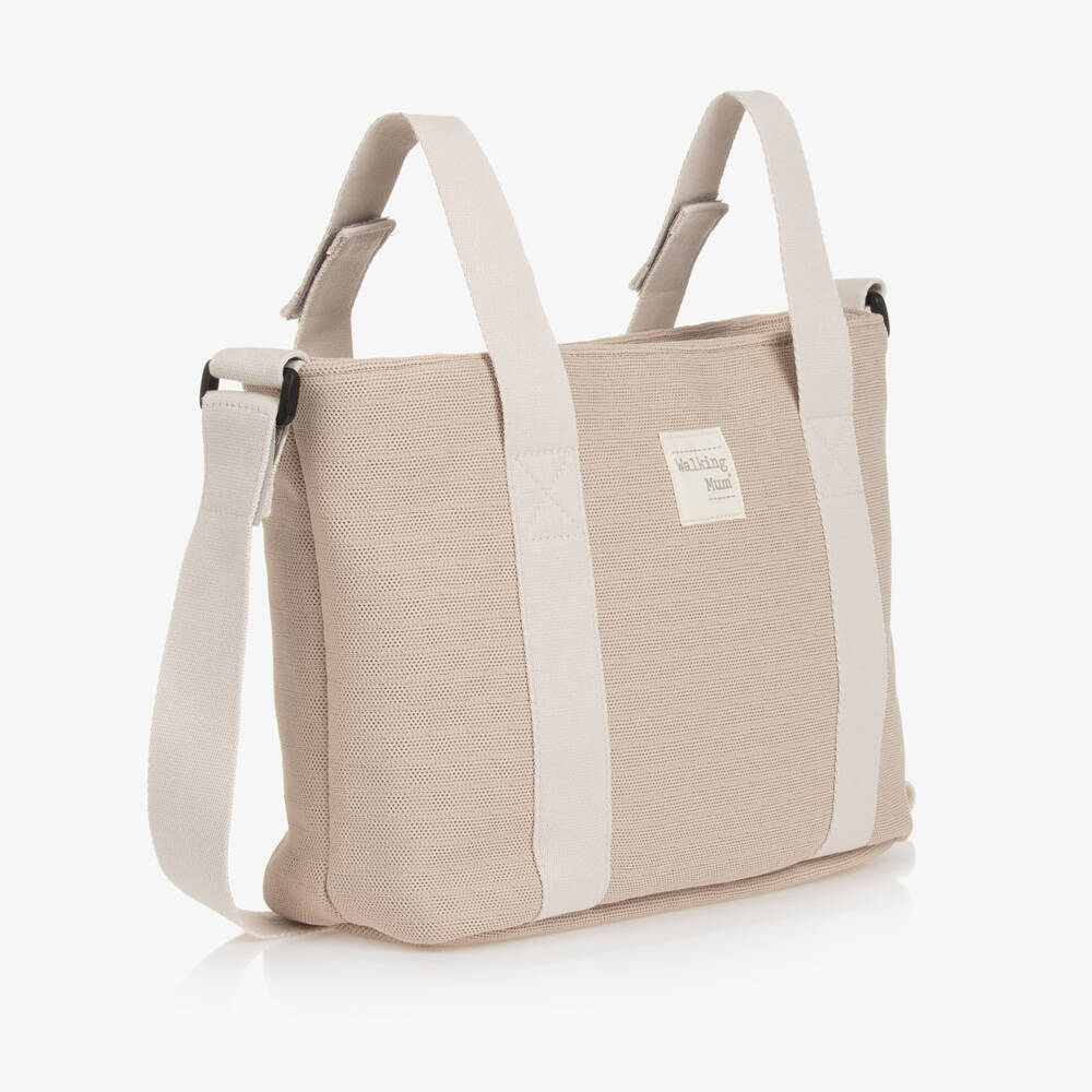 Pasito a Pasito Walking Mum-Beige Woven Stroller Changing Bag (41cm) | Childrensalon Outlet