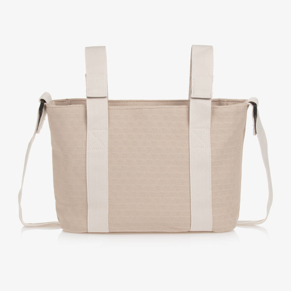 Pasito a Pasito Walking Mum-Beige Woven Stroller Changing Bag (41cm) | Childrensalon Outlet