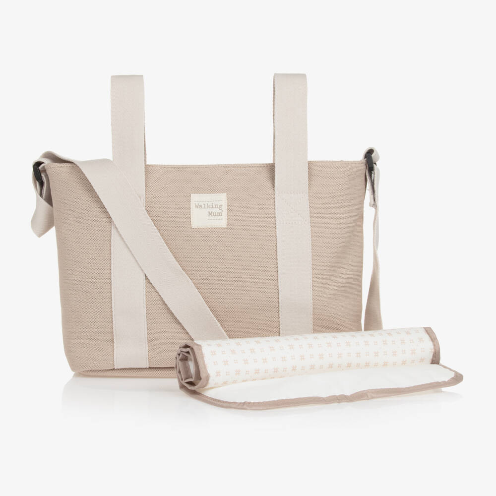 Pasito a Pasito Walking Mum-Beige Woven Stroller Changing Bag (41cm) | Childrensalon Outlet