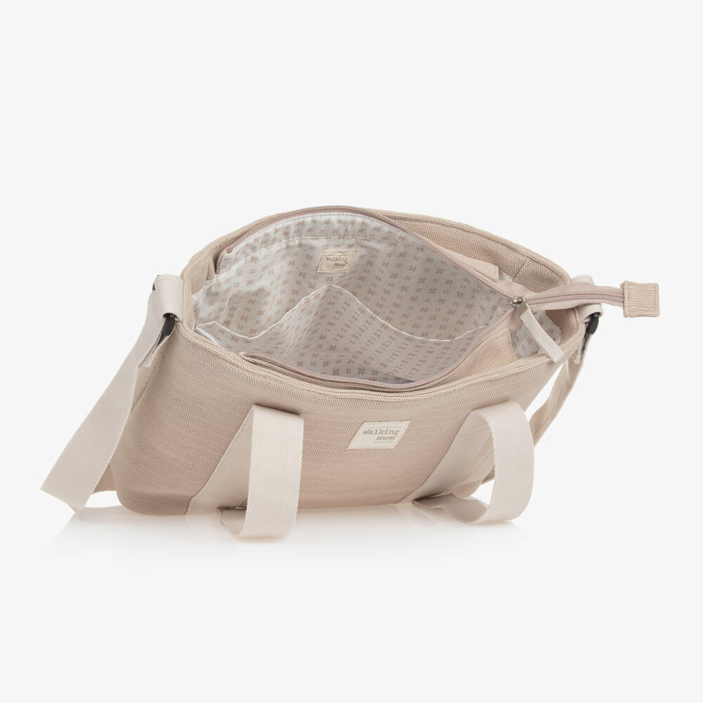 Pasito a Pasito Walking Mum-Beige Woven Stroller Changing Bag (41cm) | Childrensalon Outlet