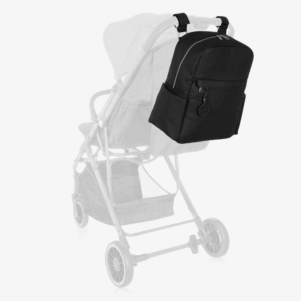 Pasito a Pasito-Black Faux Leather London Changing Backpack (38cm) | Childrensalon Outlet