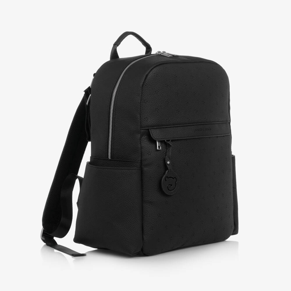Pasito a Pasito-Black Faux Leather London Changing Backpack (38cm) | Childrensalon Outlet
