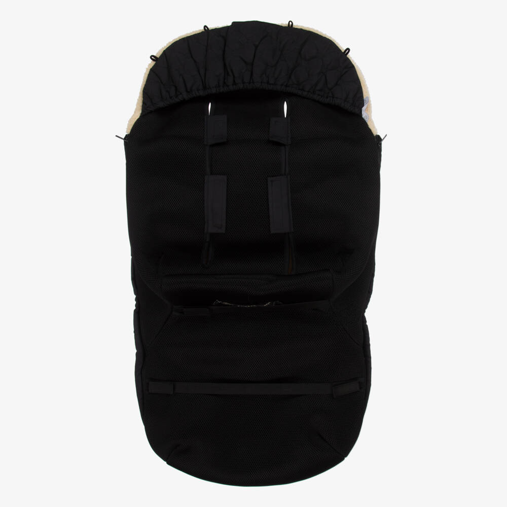 Pasito a Pasito-Black Quilted & Beige Fleece Footmuff (90cm) | Childrensalon Outlet