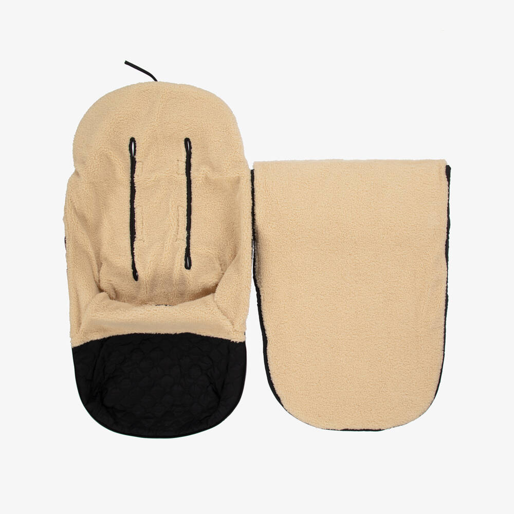 Pasito a Pasito-Black Quilted & Beige Fleece Footmuff (90cm) | Childrensalon Outlet