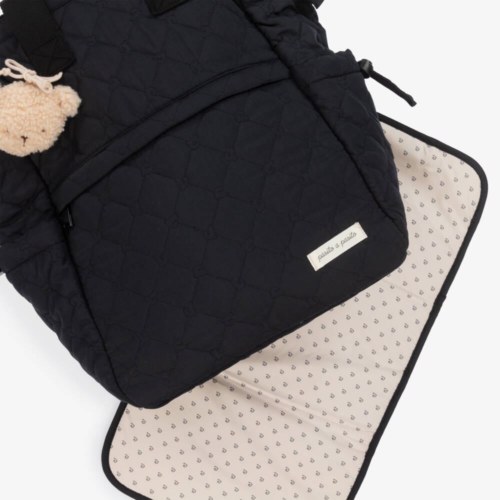 Pasito a Pasito-Black Quilted Changing Backpack (40cm) | Childrensalon Outlet