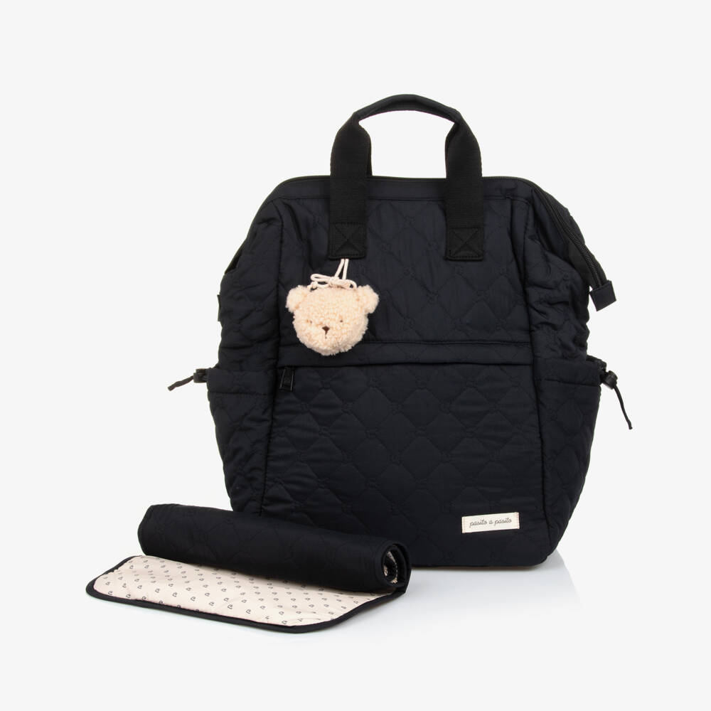 Pasito a Pasito-Black Quilted Changing Backpack (40cm) | Childrensalon Outlet