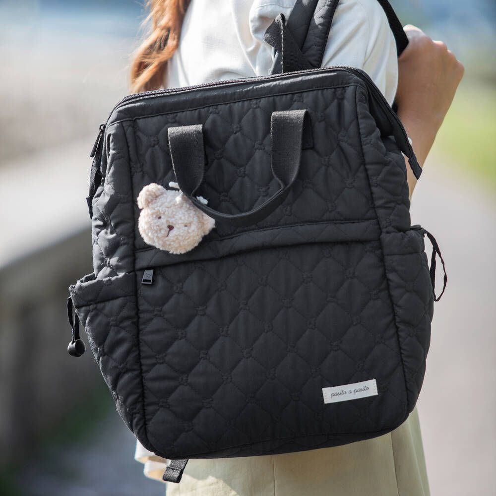 Pasito a Pasito-Black Quilted Changing Backpack (40cm) | Childrensalon Outlet