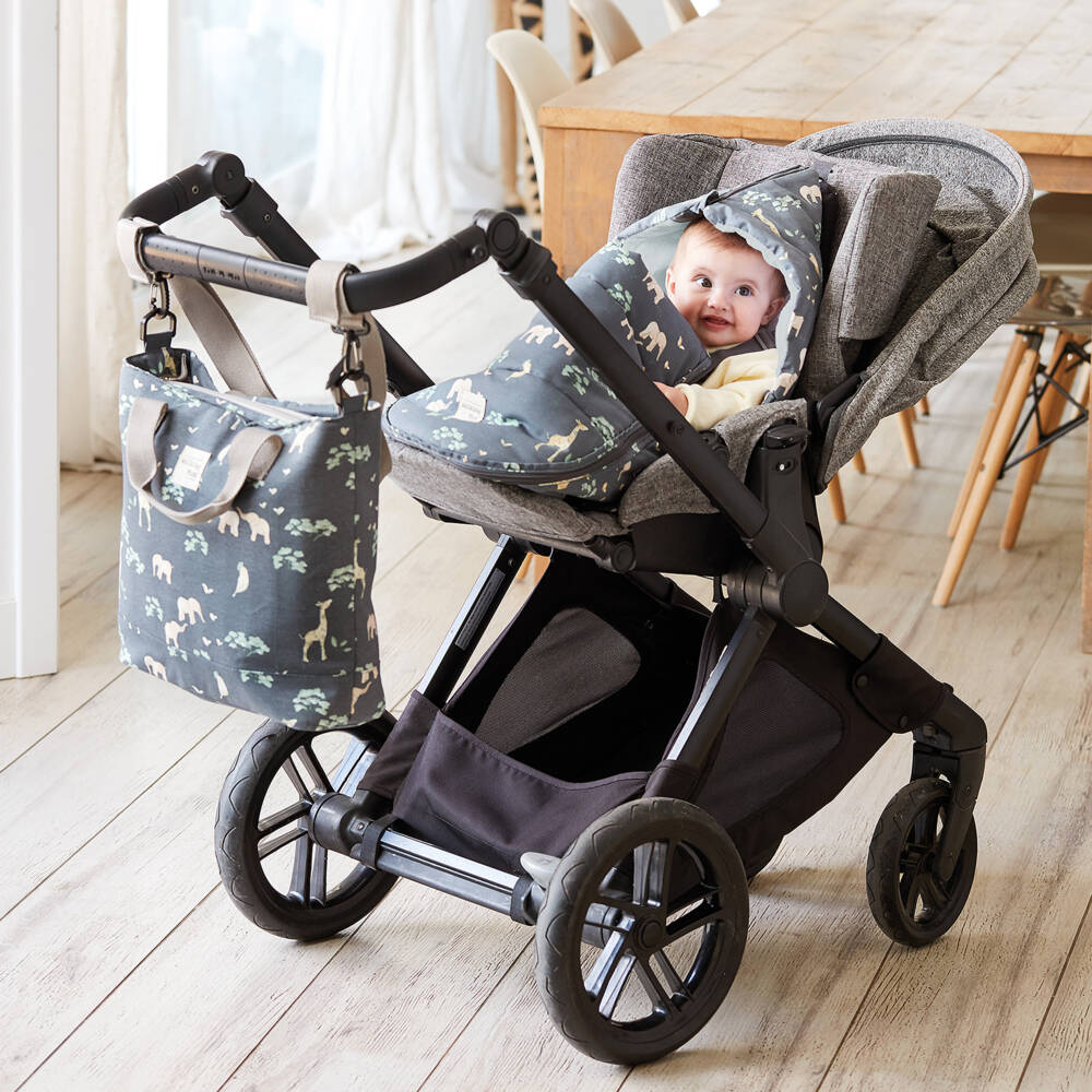 Pasito a Pasito-Blue Cotton Animal Print Changing Bag (40cm) | Childrensalon Outlet