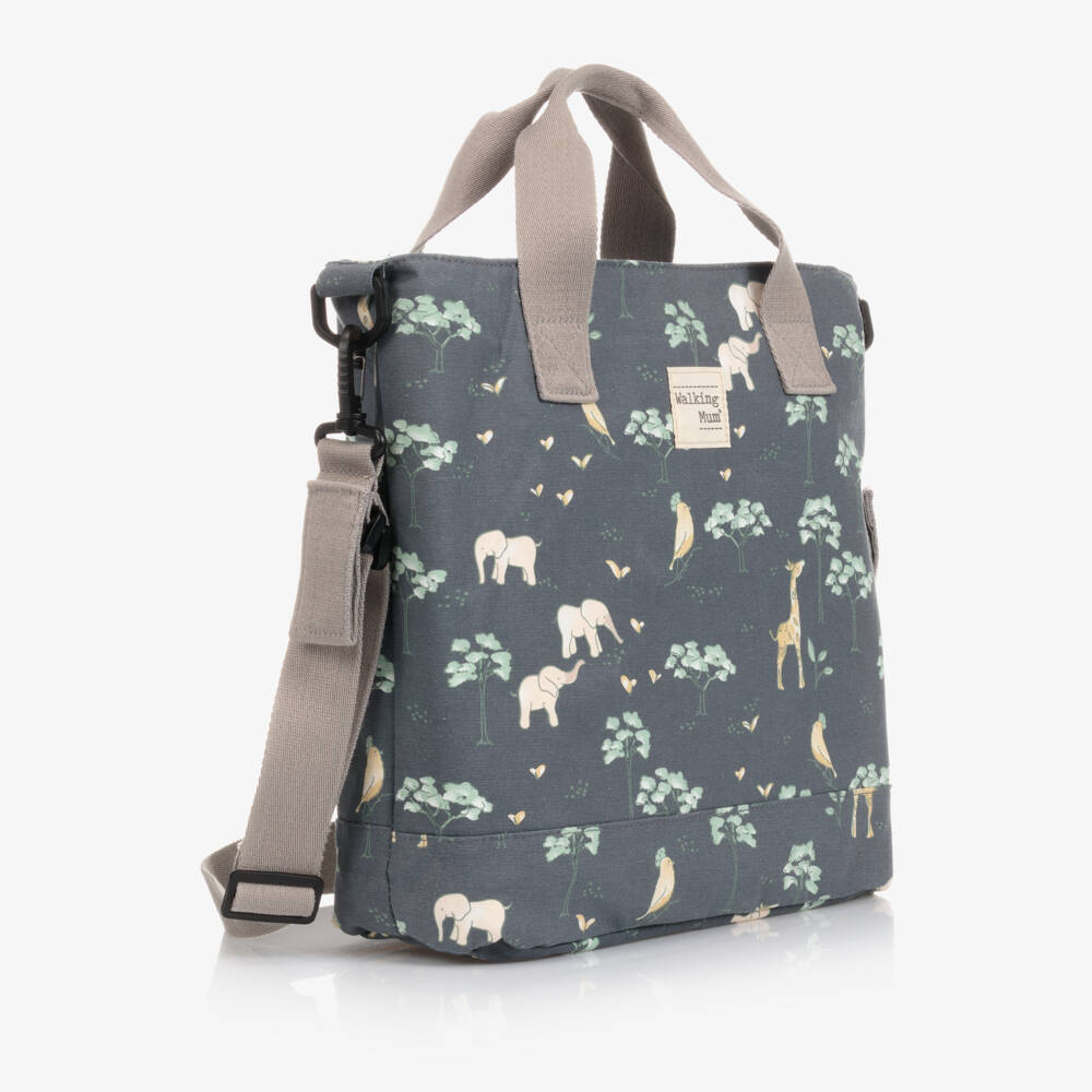 Pasito a Pasito-Blue Cotton Animal Print Changing Bag (40cm) | Childrensalon Outlet
