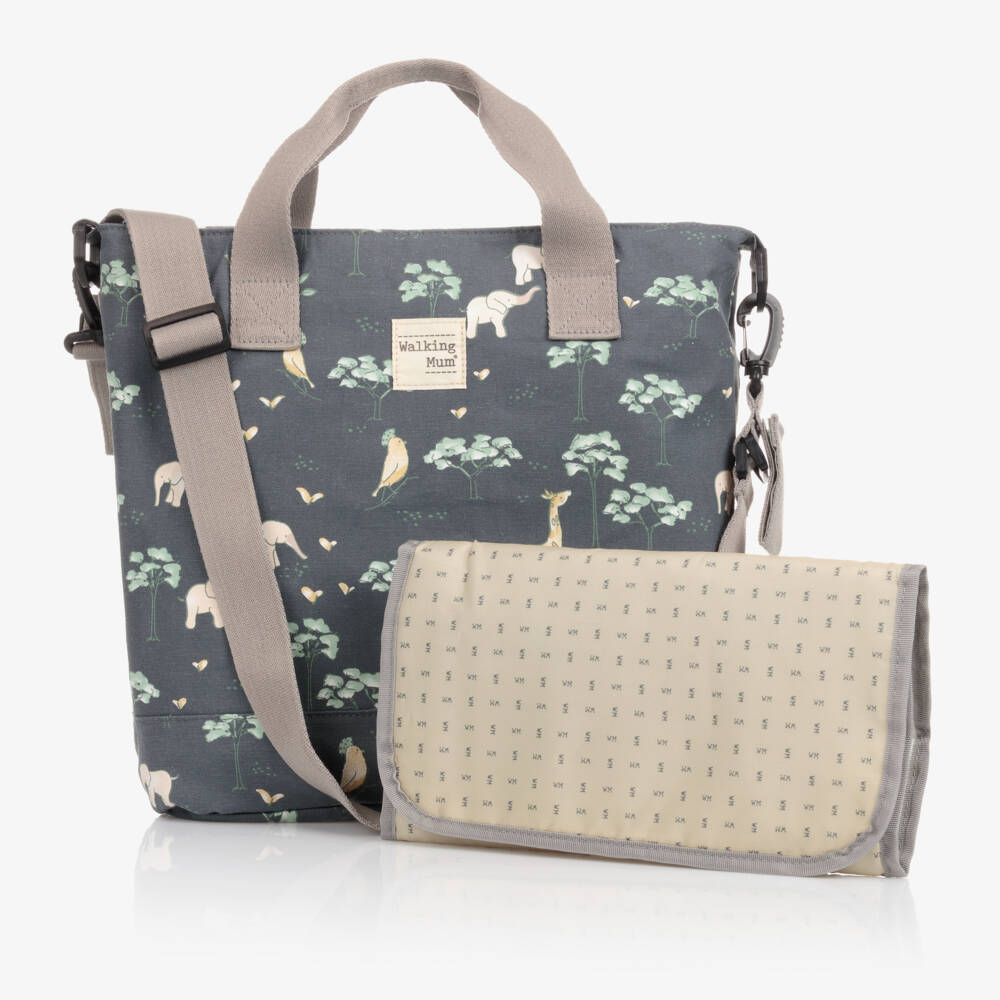 Pasito a Pasito-Blue Cotton Animal Print Changing Bag (40cm) | Childrensalon Outlet