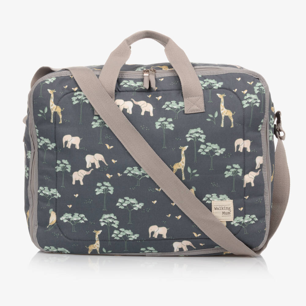 Pasito a Pasito Walking Mum-Blue & Grey Jungle Print Suitcase (49cm) | Childrensalon Outlet