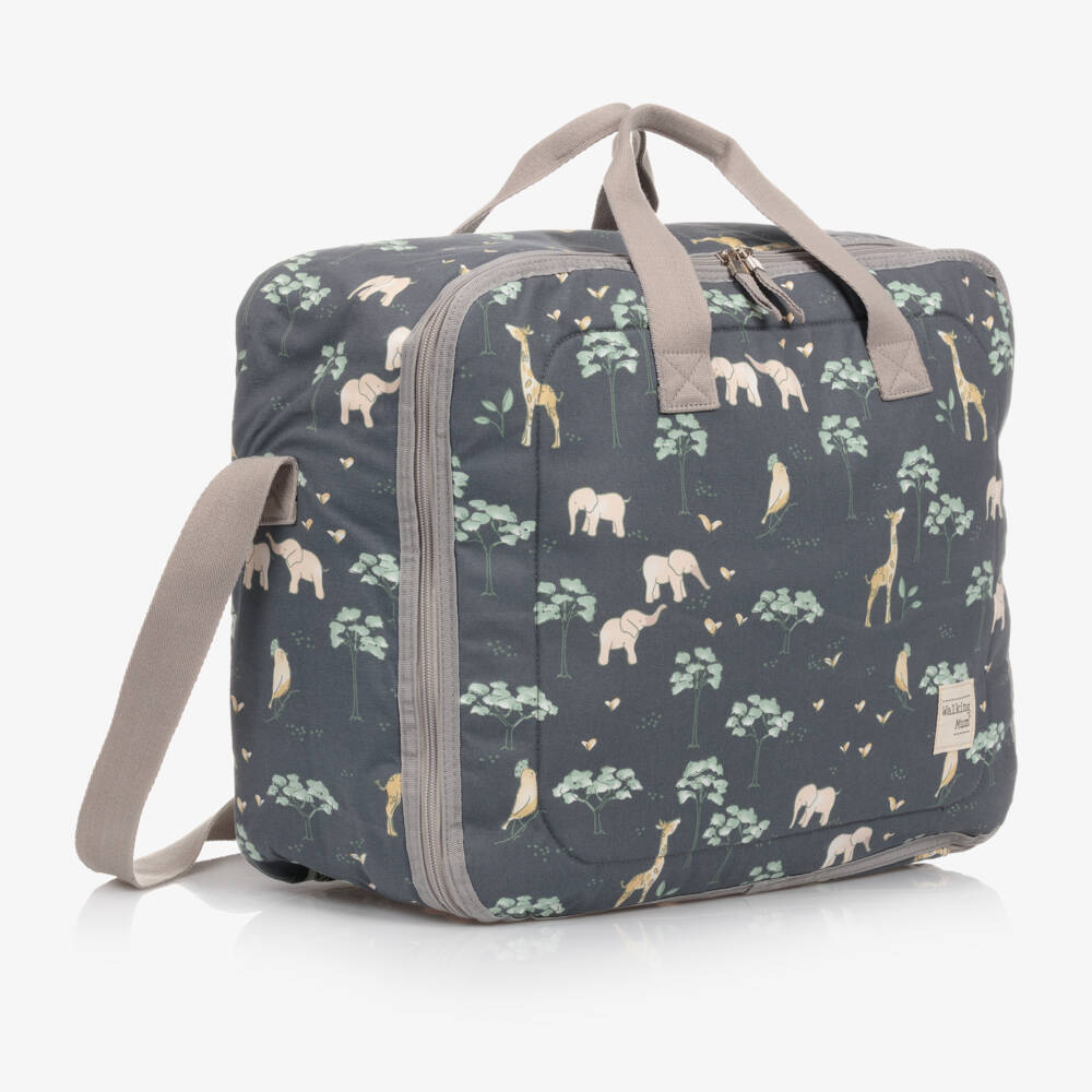 Pasito a Pasito Walking Mum-Blue & Grey Jungle Print Suitcase (49cm) | Childrensalon Outlet