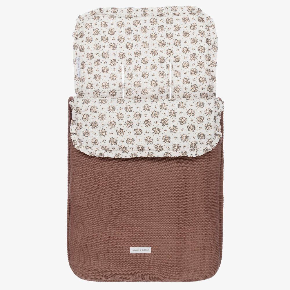 Pasito a Pasito-Коричневый хлопковый конверт в цветочек | Childrensalon Outlet