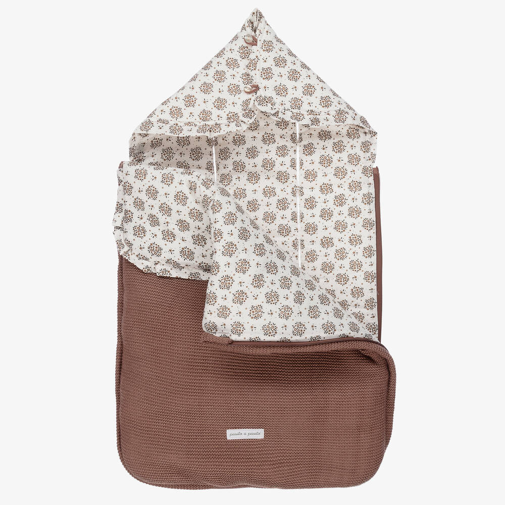 Pasito a Pasito-Коричневый хлопковый конверт в цветочек | Childrensalon Outlet