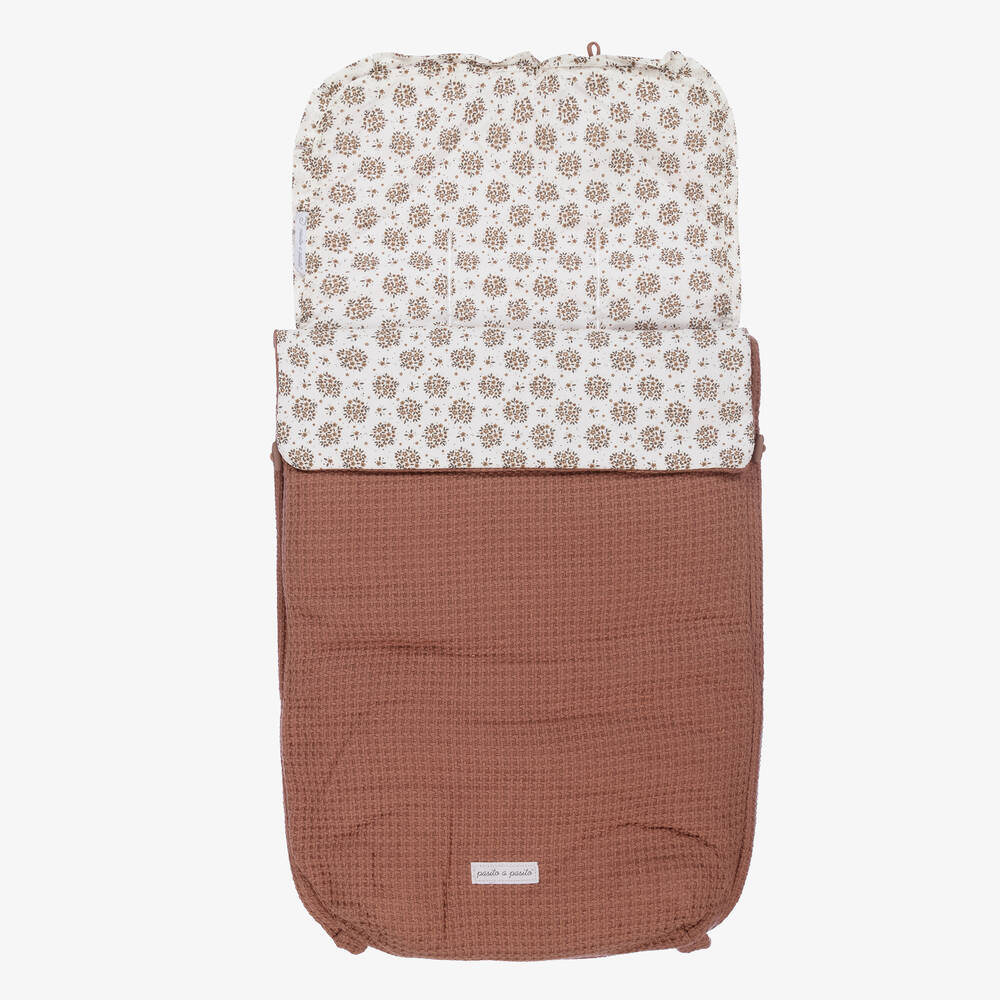 Pasito a Pasito-Brown & Ivory Floral Baby Nest (77cm) | Childrensalon Outlet