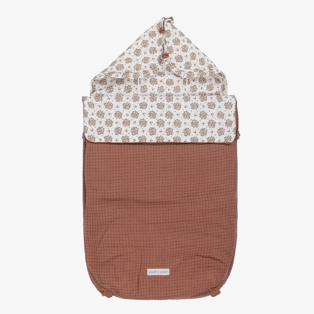 Pasito a Pasito - Brown & Ivory Floral Baby Nest (77cm) | Childrensalon