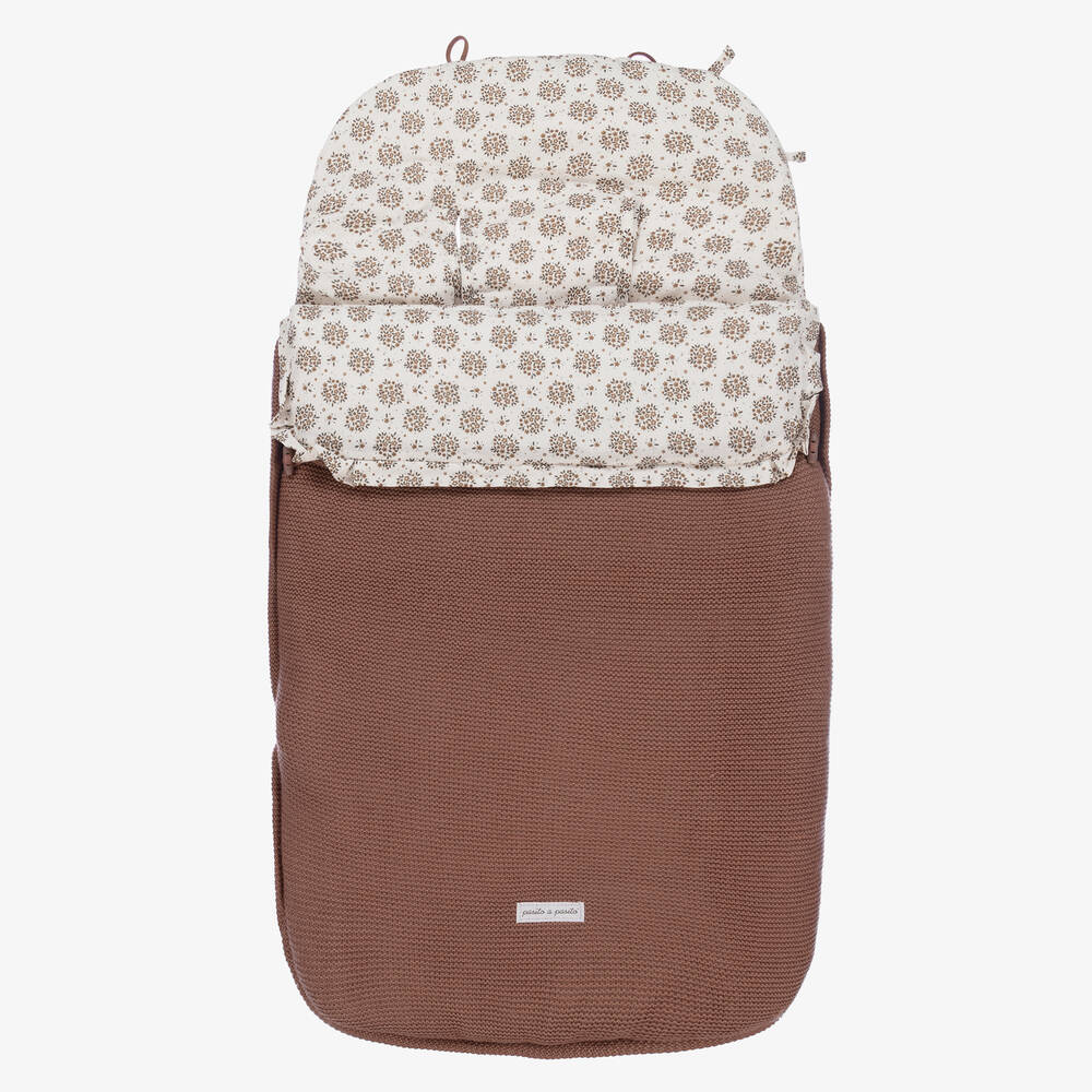 Pasito a Pasito-Brown & Ivory Floral Footmuff (91cm) | Childrensalon Outlet
