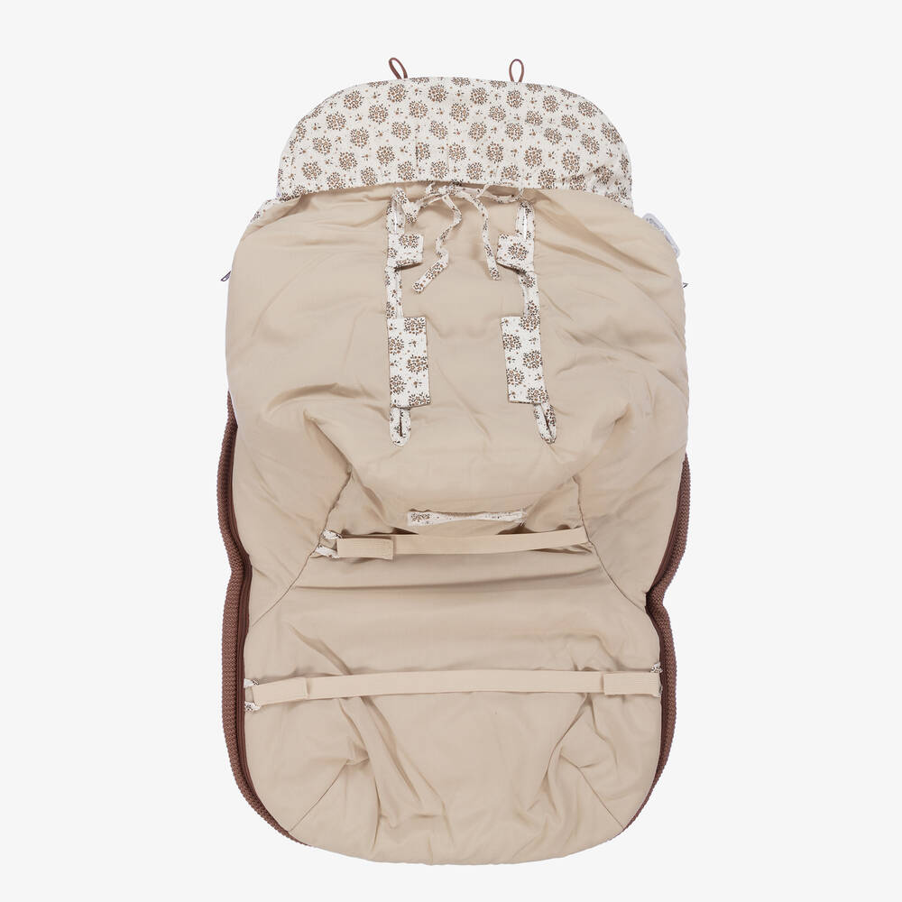 Pasito a Pasito-Brown & Ivory Floral Footmuff (91cm) | Childrensalon Outlet