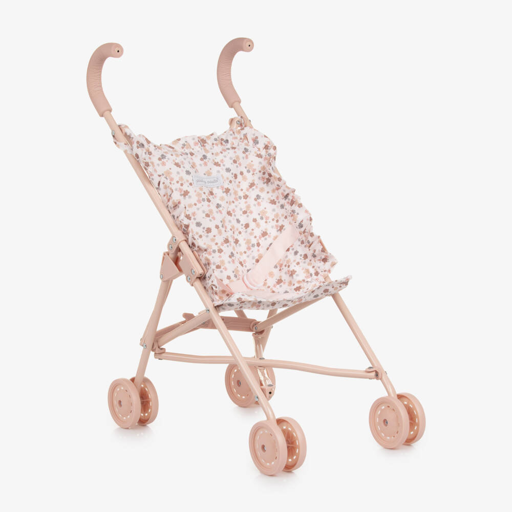 Pasito a Pasito-Girls Pale Pink Floral Toy Stroller (69cm) | Childrensalon Outlet