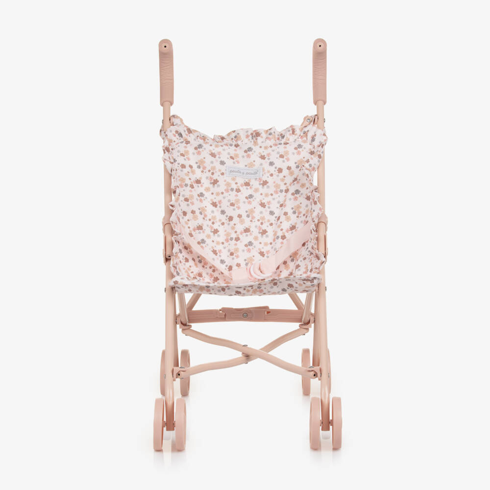 Pasito a Pasito-Girls Pale Pink Floral Toy Stroller (69cm) | Childrensalon Outlet