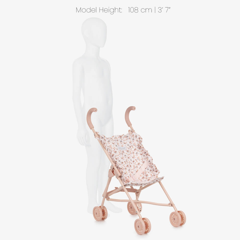 Pasito a Pasito-Girls Pale Pink Floral Toy Stroller (69cm) | Childrensalon Outlet