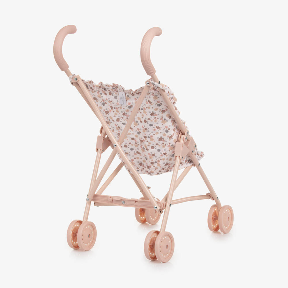 Pasito a Pasito-Girls Pale Pink Floral Toy Stroller (69cm) | Childrensalon Outlet