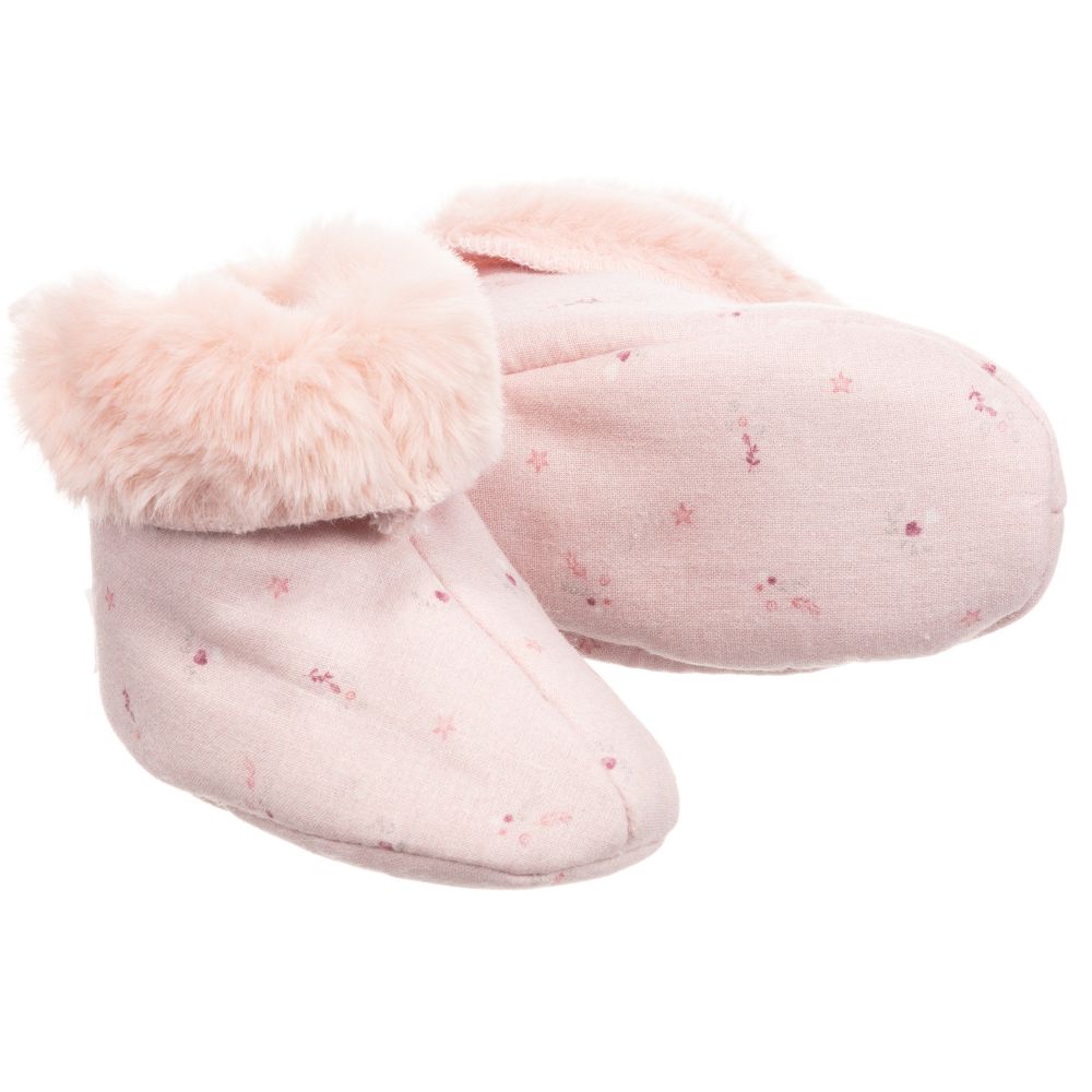 Pasito a Pasito - Girls Pink Cotton Booties | Childrensalon