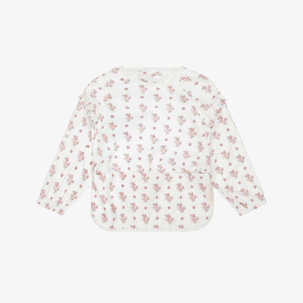 Pasito a Pasito Walking Mum-Girls White Floral Waterproof Apron Bib | Childrensalon Outlet