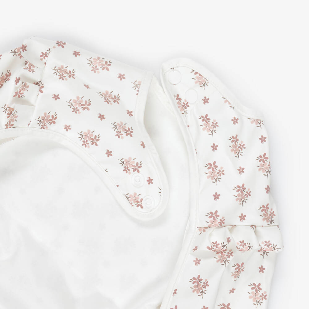 Pasito a Pasito Walking Mum-Girls White Floral Waterproof Apron Bib | Childrensalon Outlet
