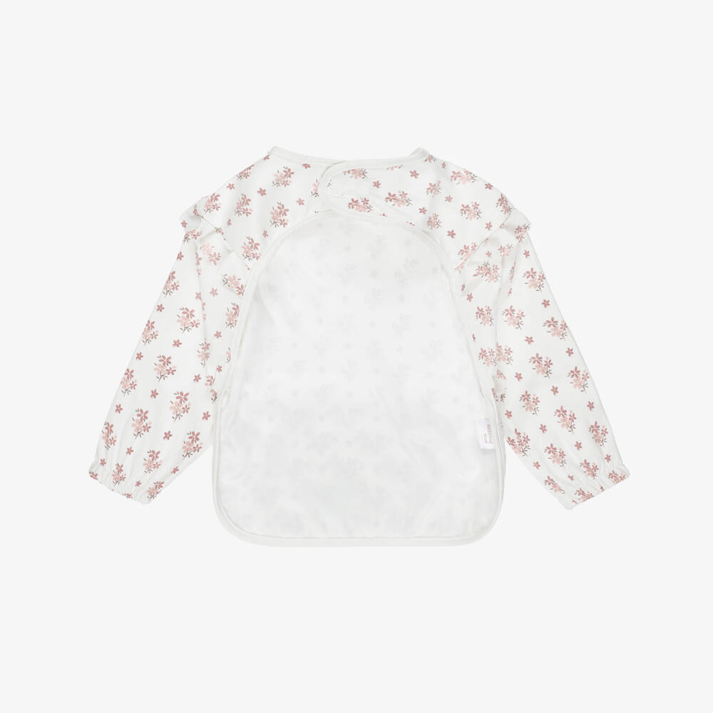Pasito a Pasito Walking Mum-Girls White Floral Waterproof Apron Bib | Childrensalon Outlet