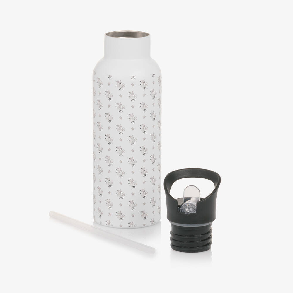 Pasito a Pasito Walking Mum-Girls White Insulated Drinks Bottle with Floral Print (25cm) | Childrensalon Outlet